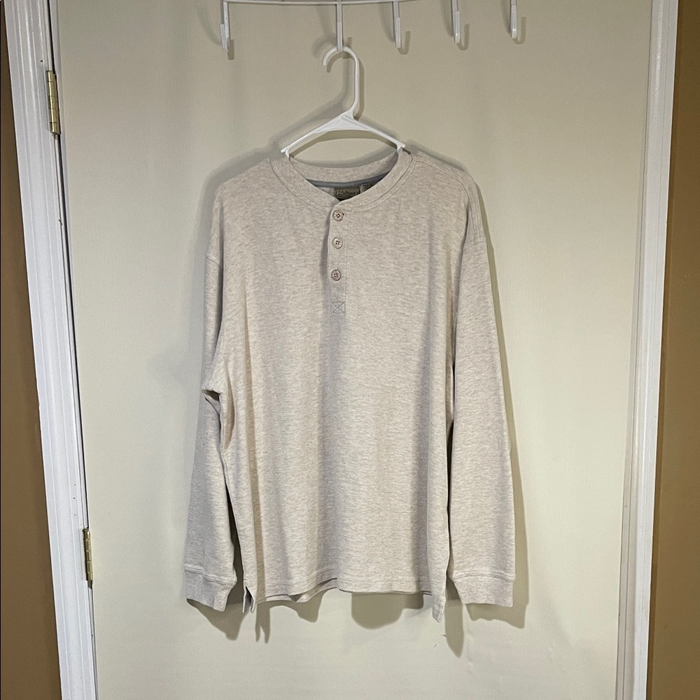 L.L. Bean Men’s Cream Crewneck Long Sleeve Sweater Size XL Like Ne Condition